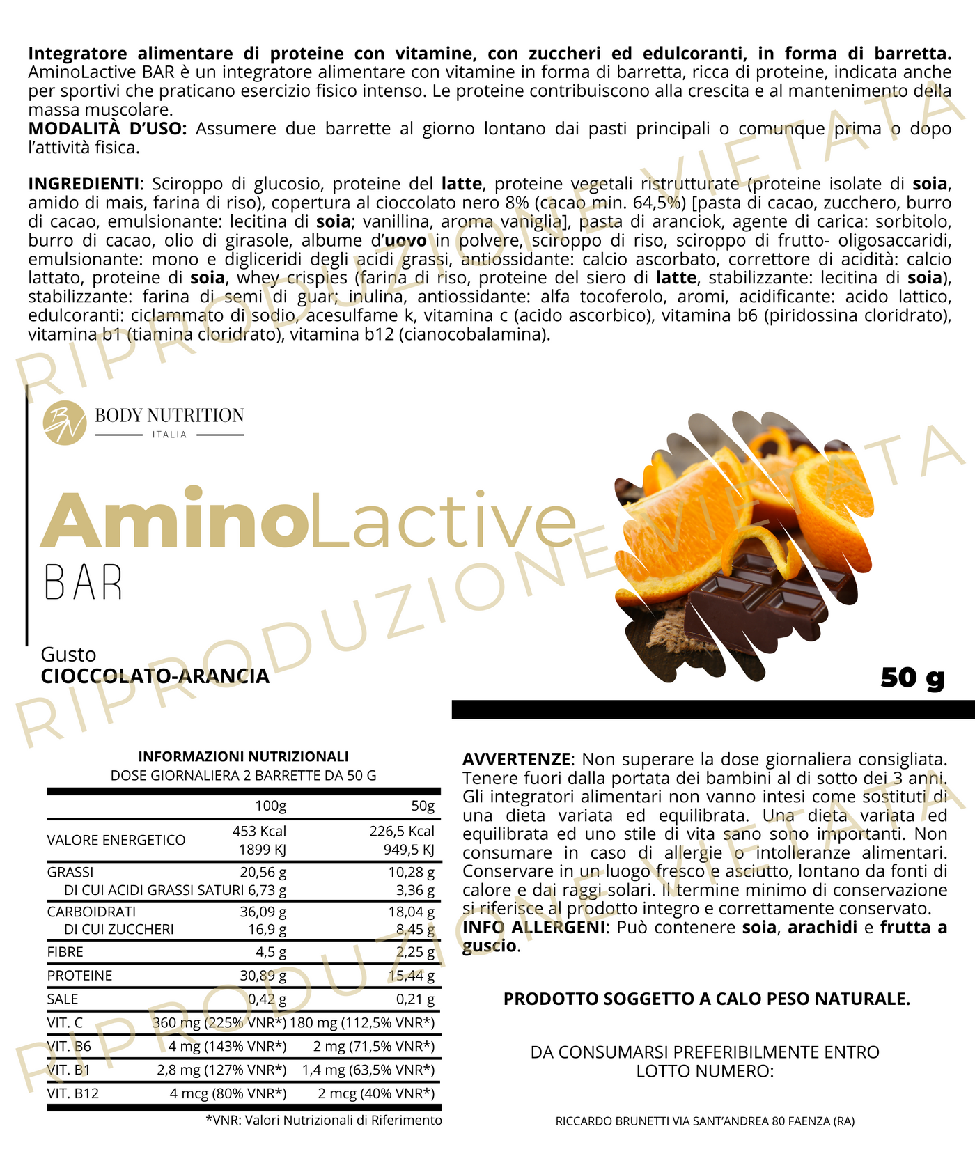 AminoLactive Bar Cioccolato Arancia