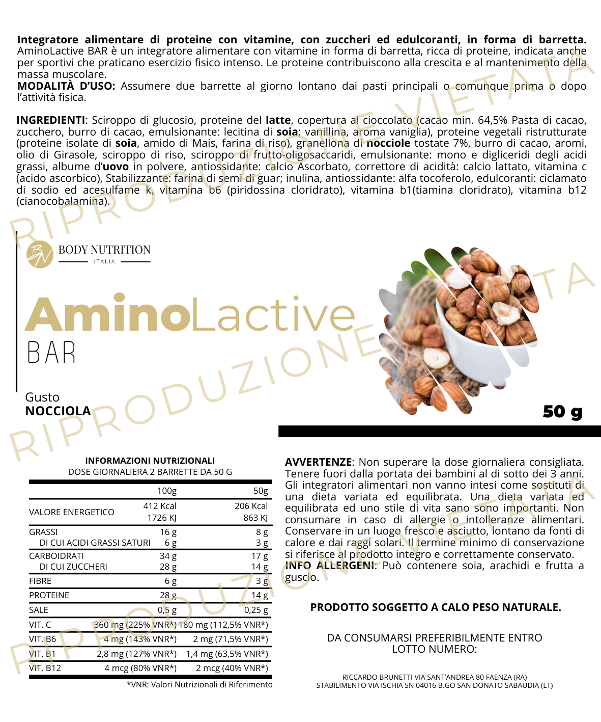 AminoLactive Bar alla Nocciola